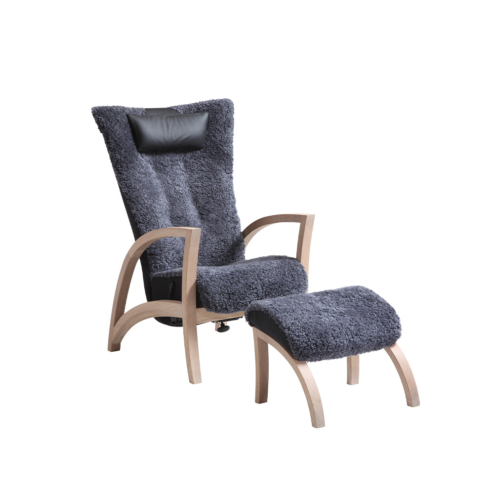 FOCUS Fåtölj med fotpall Ek