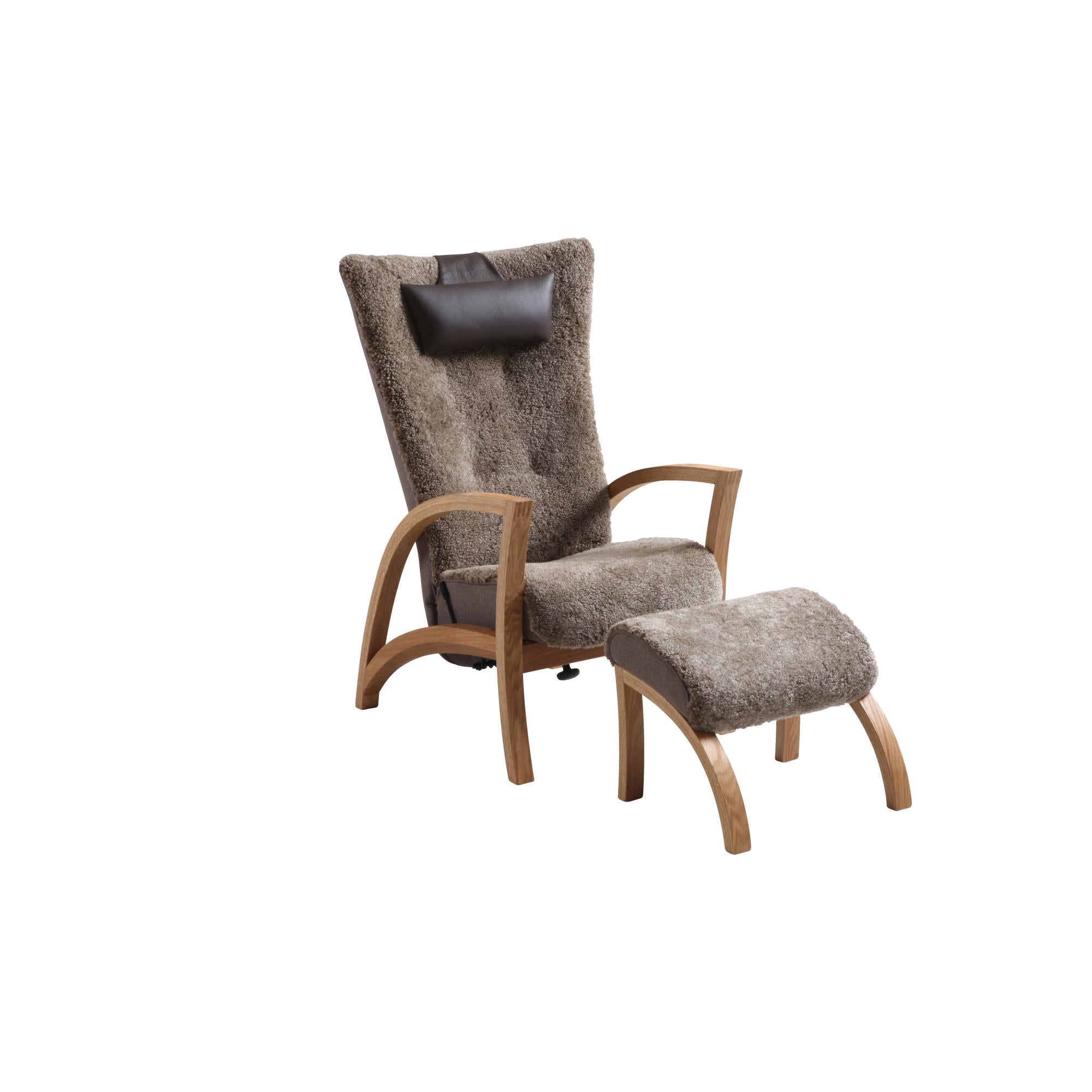 FOCUS Fåtölj med fotpall Ek