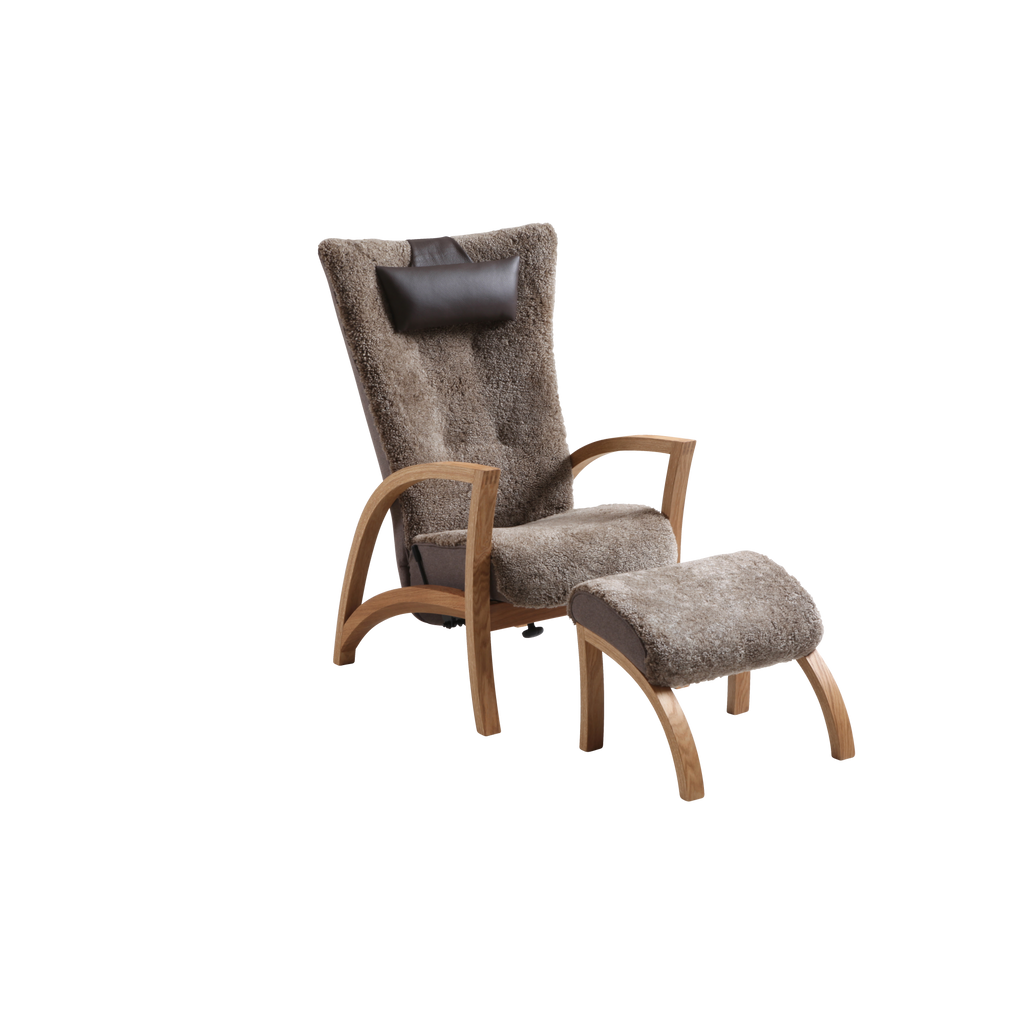 FOCUS Fåtölj med fotpall Ek