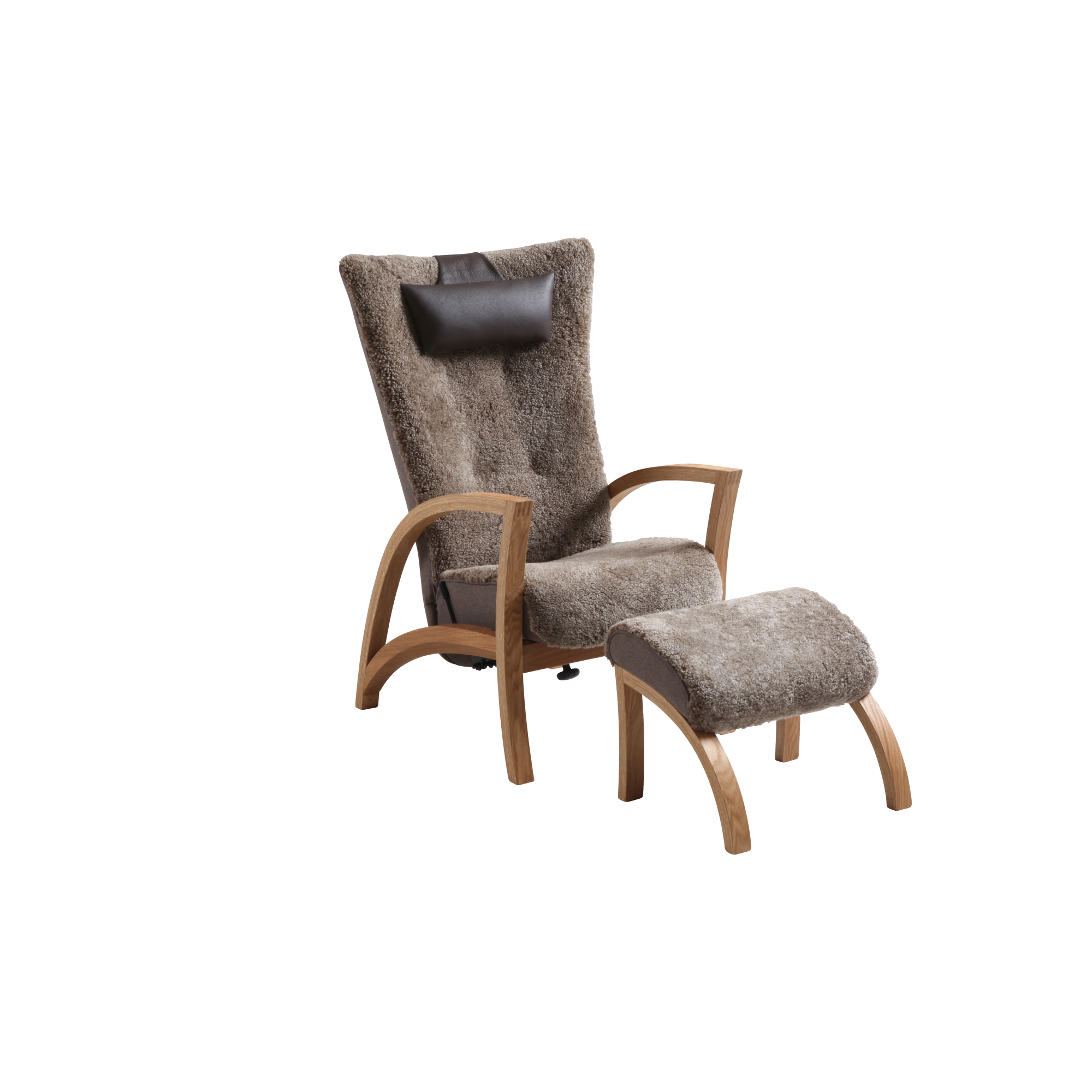 FOCUS Fåtölj med fotpall Ek