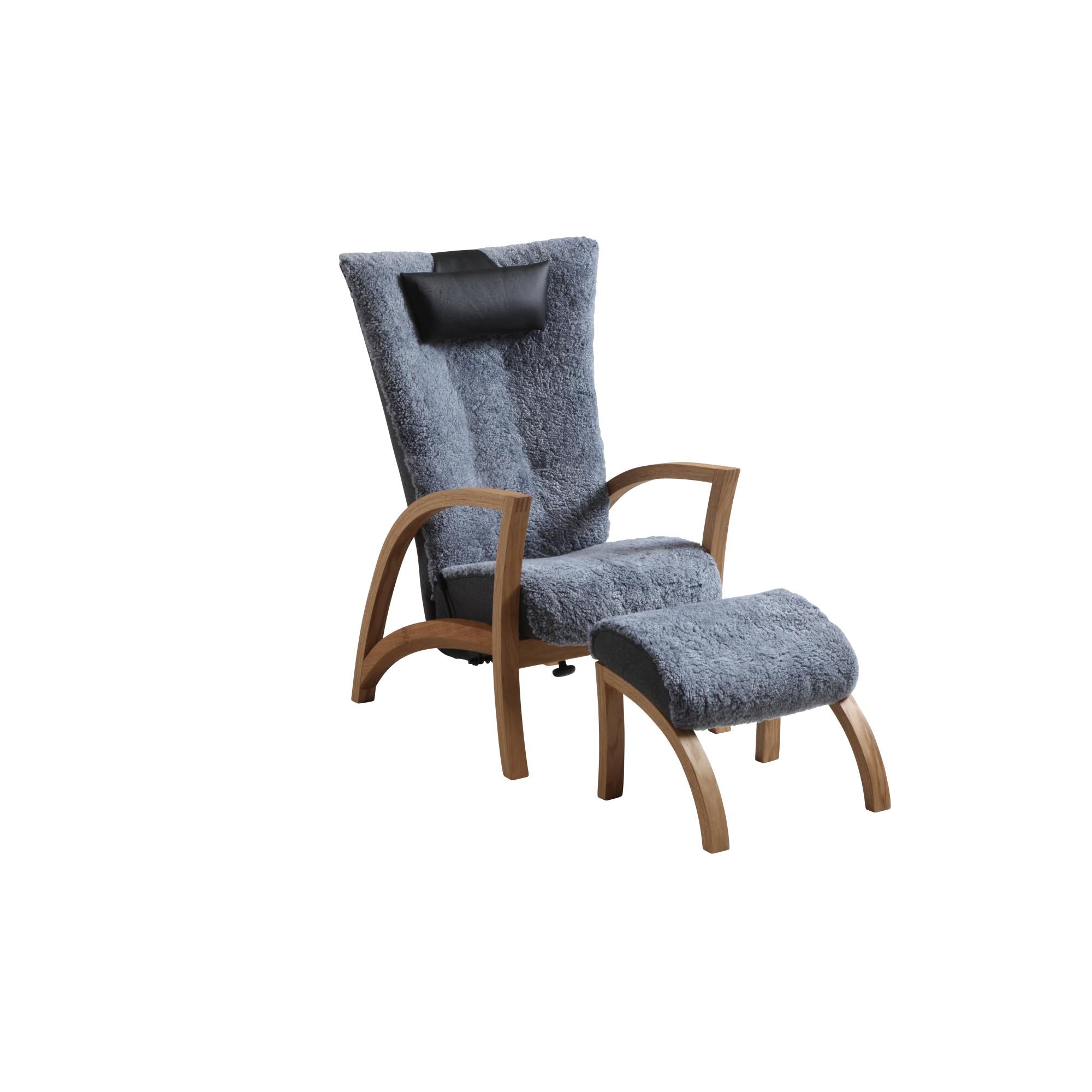 FOCUS Fåtölj med fotpall Ek