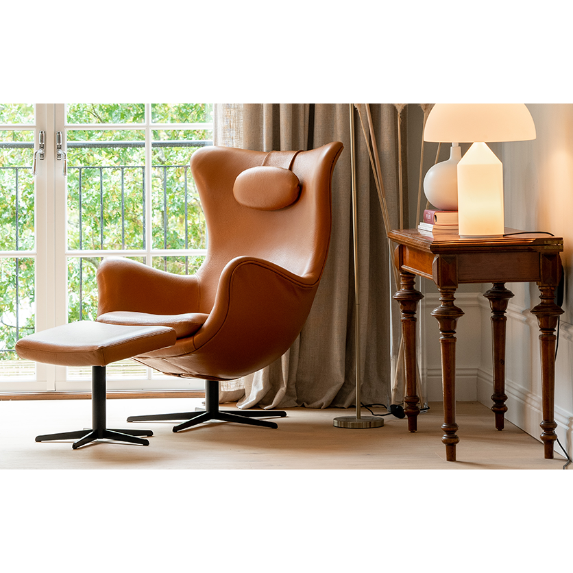 STATUS Fåtölj Cognac skinn
