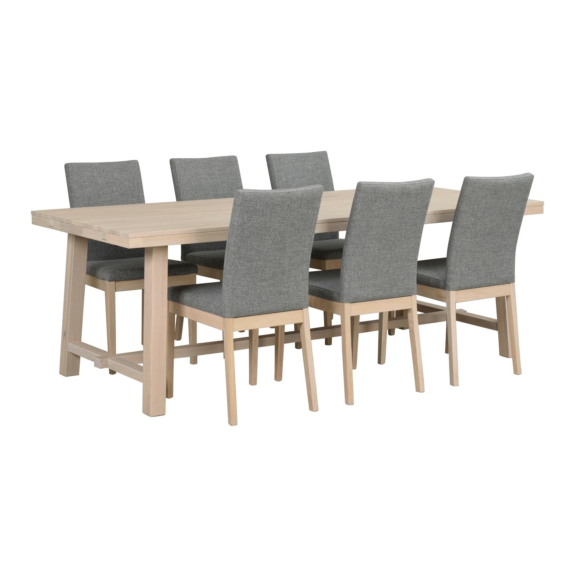 BROOKLYN Matbord vitpigmenterad ek 170-220 cm