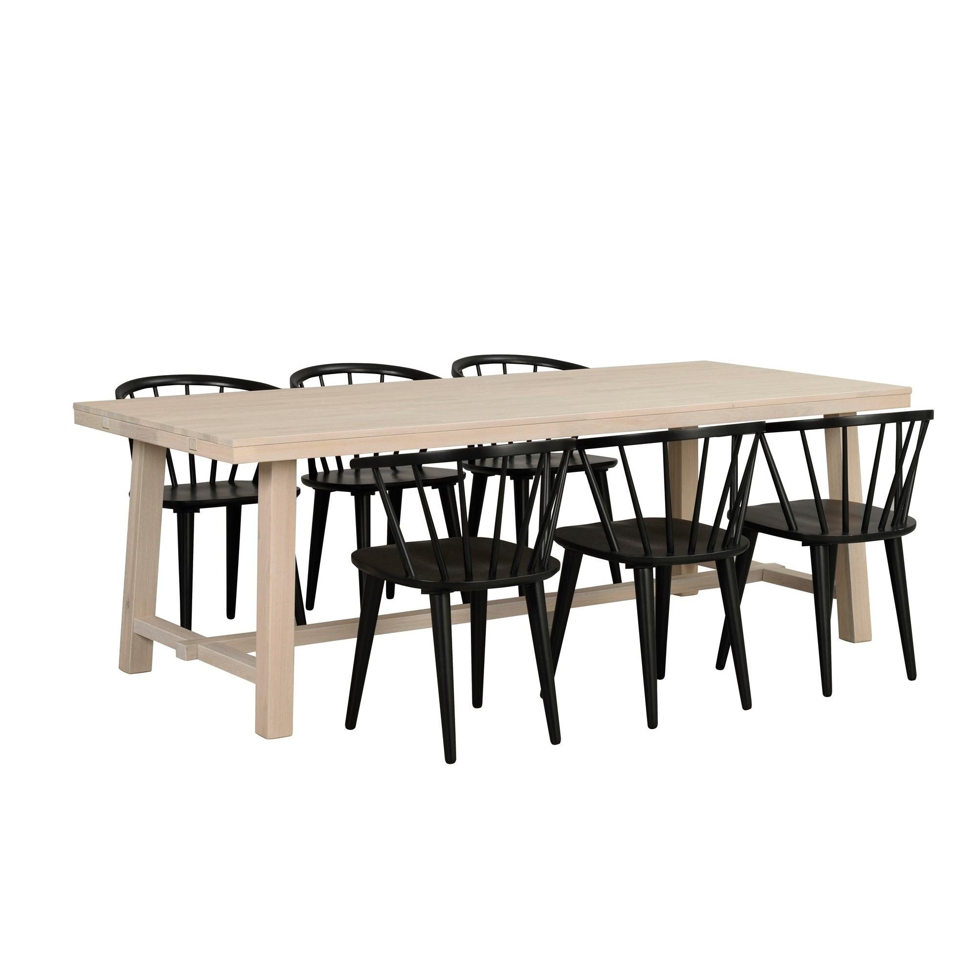 BROOKLYN Matbord vitpigmenterad ek 170-220 cm