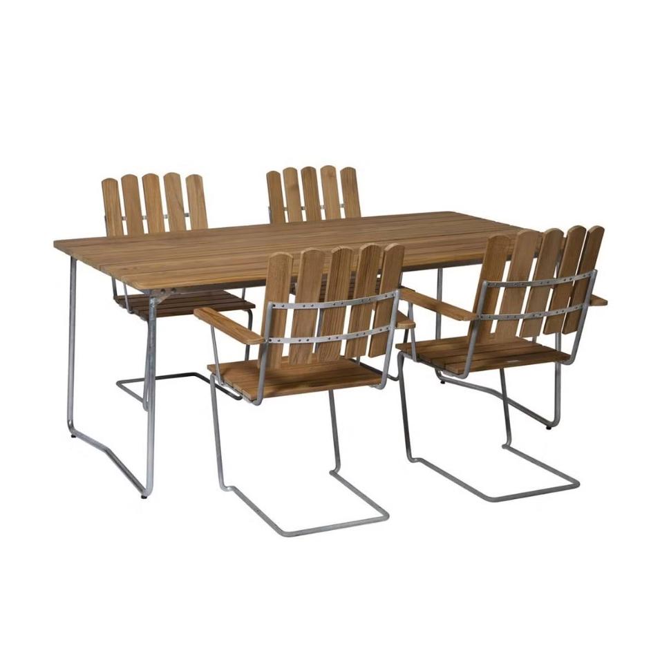 Grythyttan matgrupp B31+4st A2 stolar i oljad ek med varmgalvaniserat stativ